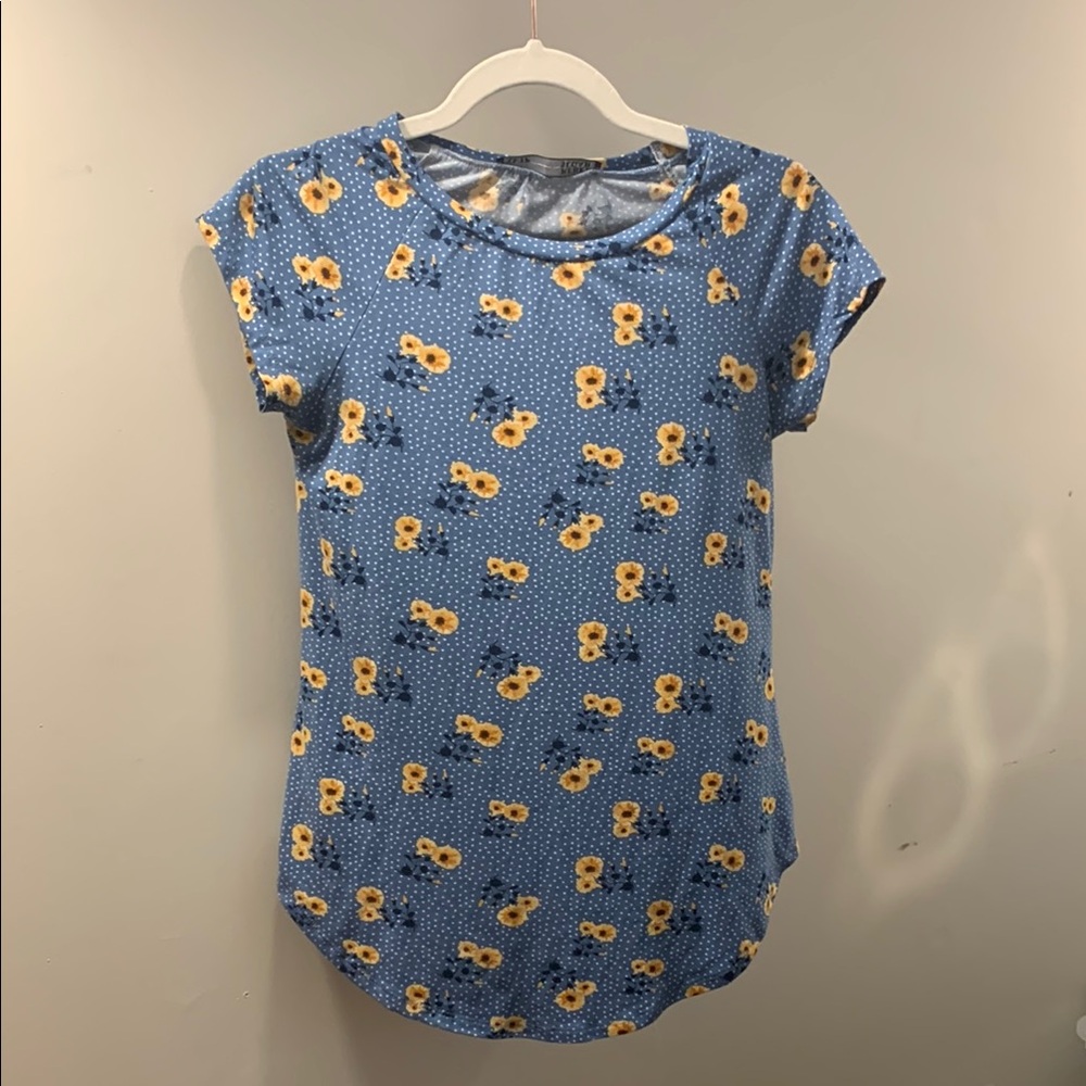 Rebel Sugar Blue Floral Short Sleeve Top